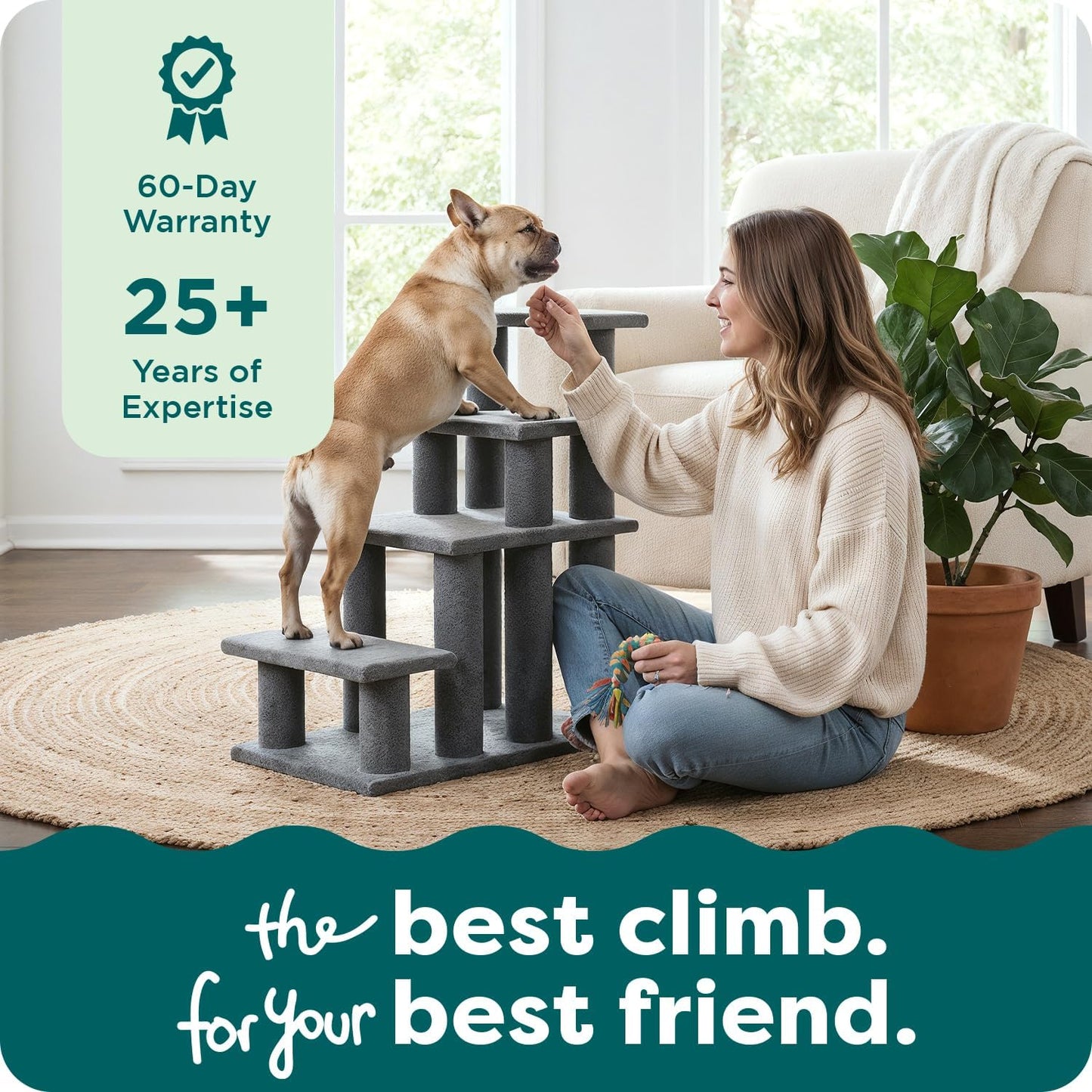 Steady Paws Multi-Step Pet Stairs for High Beds & Sofas - Brown, 4-Step