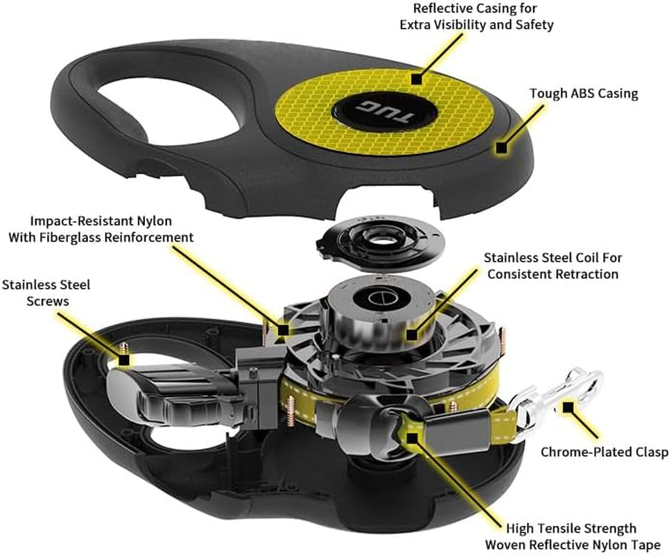 360° Tangle-Free Reflective Retractable Dog Leash | 16 Ft Strong Nylon Tape (Small)