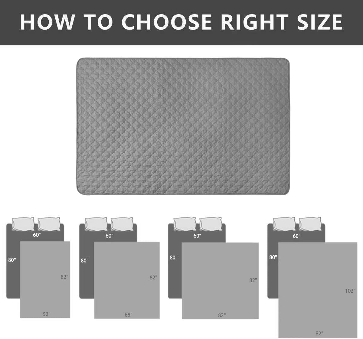 Dog Bed Cover Washable Pee Pads Dog Blankets for Puppy Large Dog Cat,Sofa Reversible Changing Pad Reusable 1 Piece(82"X82",Dark Grey+Grey)