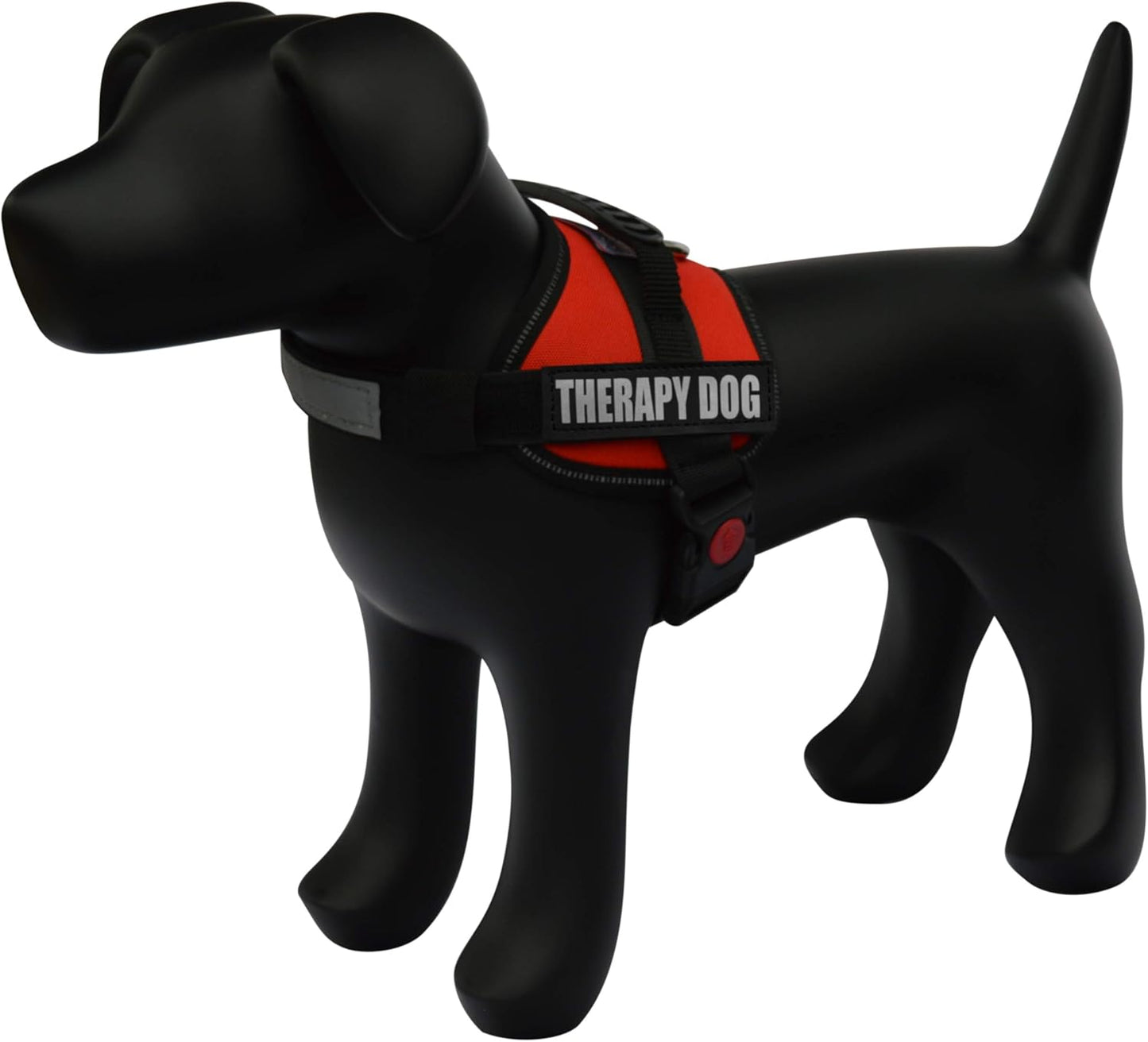 Reflective Therapy Dog Vest Harness, Woven Nylon, Adjustable Service Animal Jacket, with 2 Hook and Loop Therapy Dog Removable Patches. Red, Extra Small