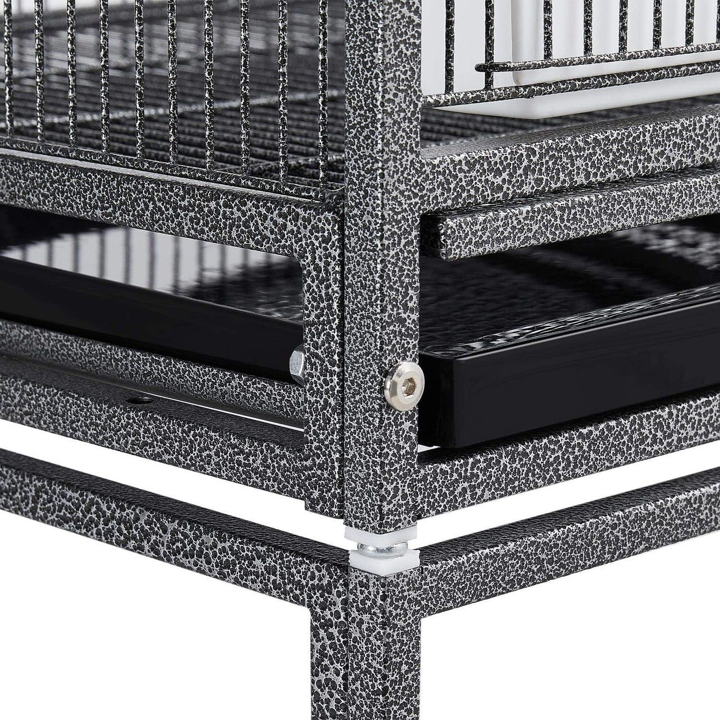 41.5" Stackable Divided Breeder Cage for Small Birds with Mobile Stand in Black