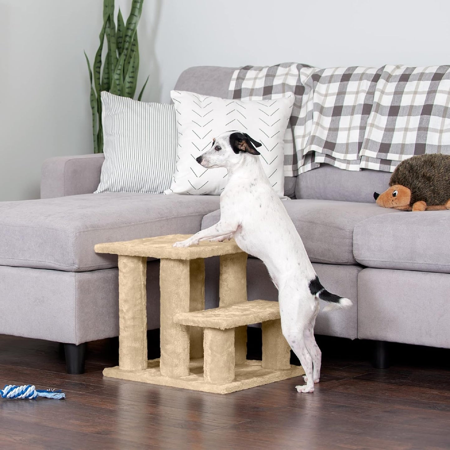 Steady Paws Multi-Step Pet Stairs for High Beds & Sofas - Cream, 3-Step