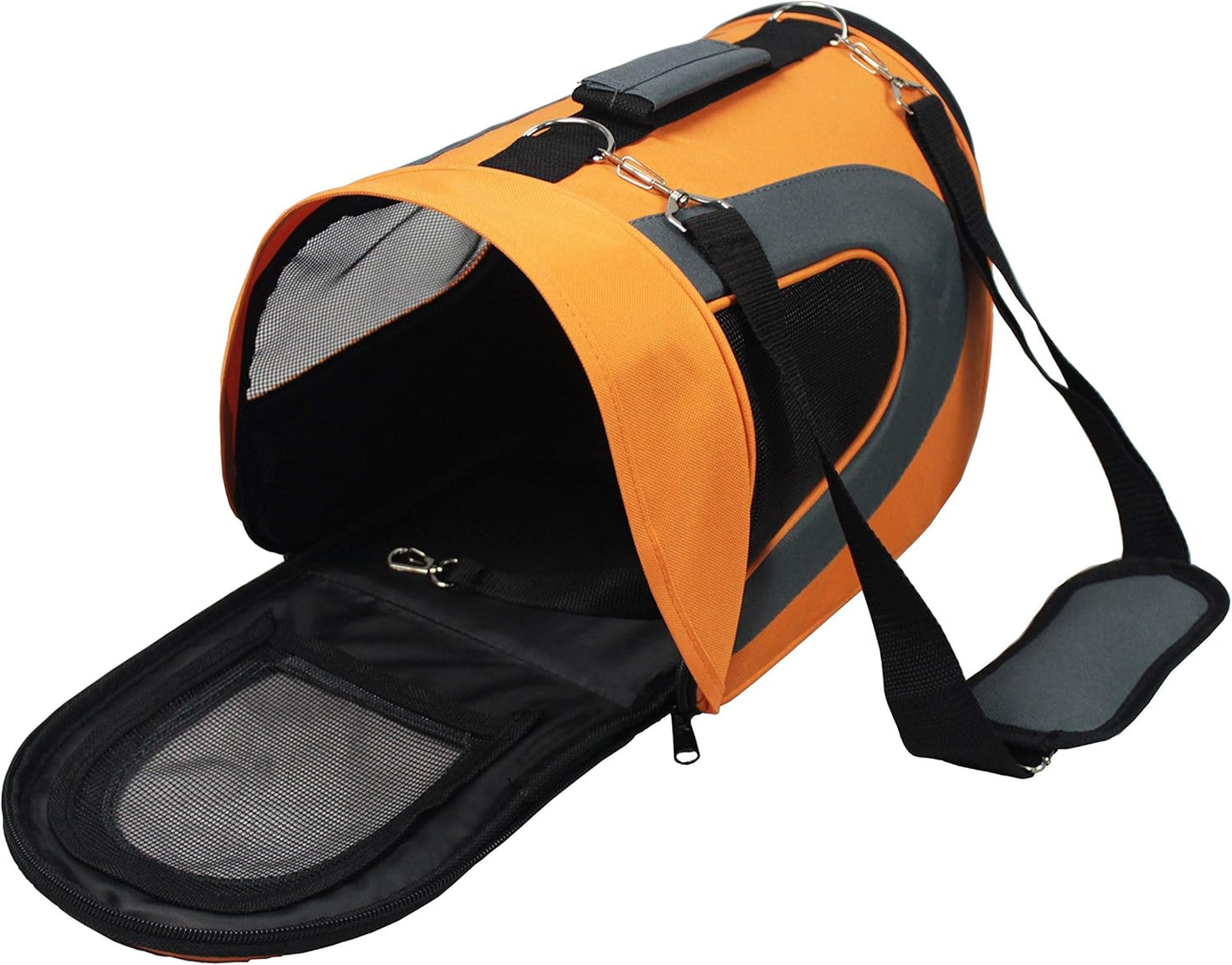 Airline Approved Soft-Sided Pet Travel Carrier – Portable Cat & Small Dog Carrier Bag for Puppies, Rabbits & Other Pets – Large, Orange (18'' X 11'' X 10'')