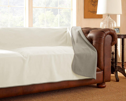 100% Waterproof Furniture Cover Blanket for Dogs and Cats, Protection for Bed Couch Sofa Recliner Carpet, Soft Durable Washable Microfleece, Buff-Clay, 70X120 Inches