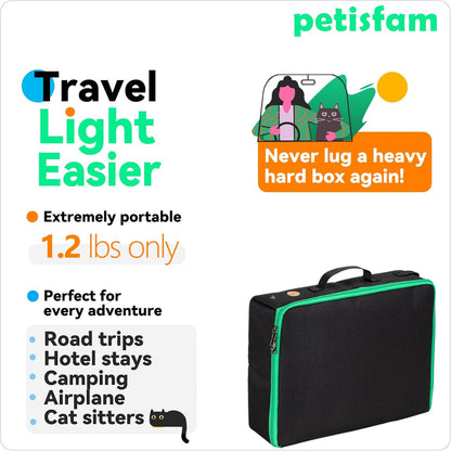Portable Cat Litter Box with Lid for Superior Odor Control and Litter Management - Perfect for Travel by Car, Hotel, and Air