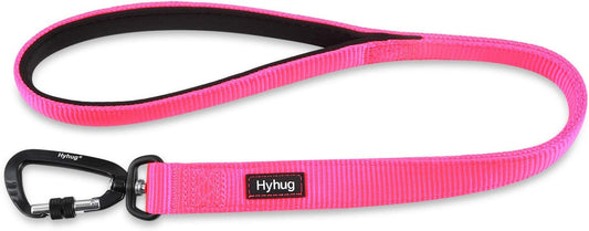 Pets 24 Inches Heavy Duty Short Leash with Comfortable Handle and Lightweight Aviation Aluminium Clip Lead- for Large Medium Dogs Daily Necessities. (Hot Pink)