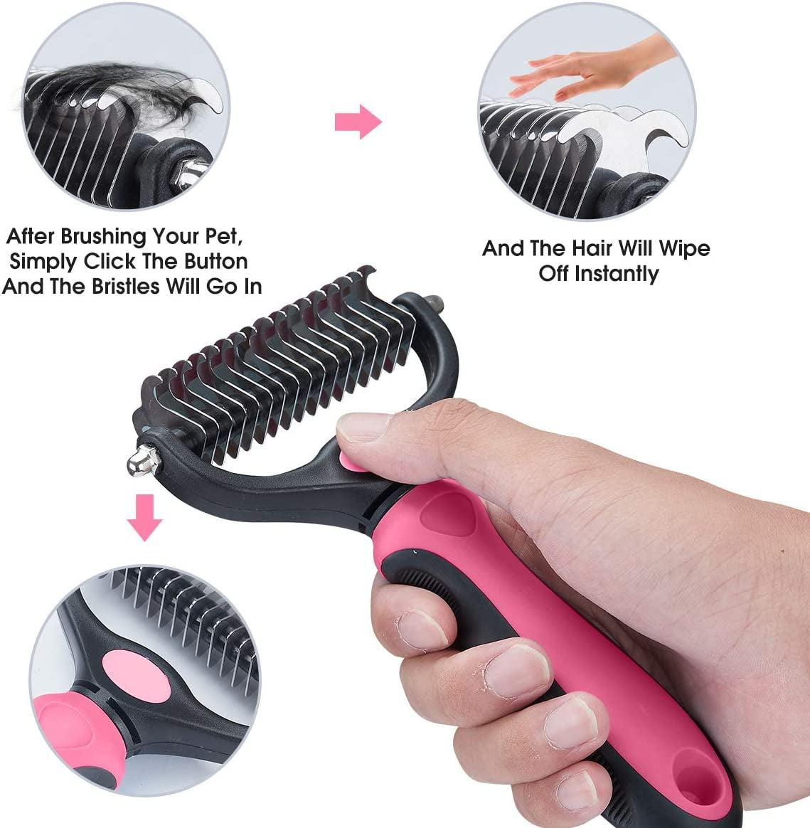 Professional Dual-Sided Undercoat Rake for Cats and Dogs - Effective Dematting Tool for Tangle and Mat Removal, Minimizing Shedding and Loose Fur
