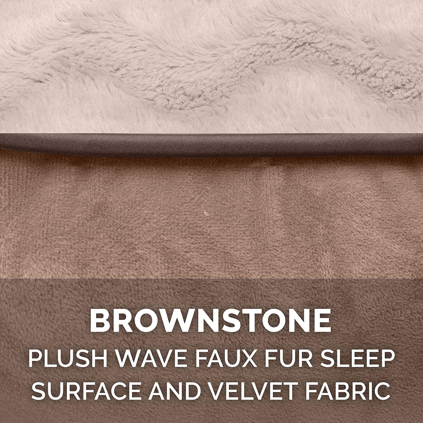 Large Dog Bed Cover Replacement in Plush Velvet Waves - Machine Washable, Brownstone