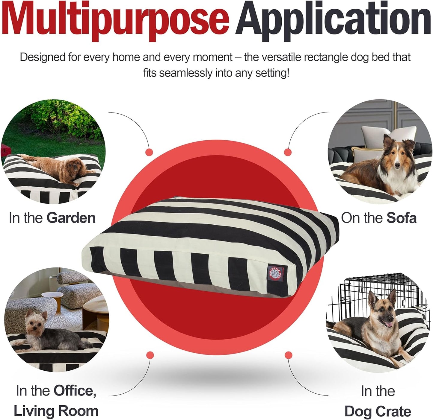 Extra-Large Rectangle Washable Dog Bed - Non-Slip Comfortable Pet Bed with Removable Cover - Perfect for Dog Crates and Kennels - Dimensions: 50"x42"x5" - Black