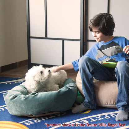 52 Inch Micro Velvet Calming Dog Bed Washable – Cozy Soft round Dog Bed with Spine for Head Support - Fluffy Donut Puppy Mat 52X35X11 (Inch) X- Large – Azure