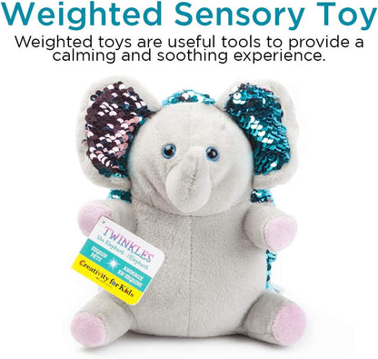 Mini Sequin Pets Sensory Stuffed Animal - Twinkles the Elephant, Grey