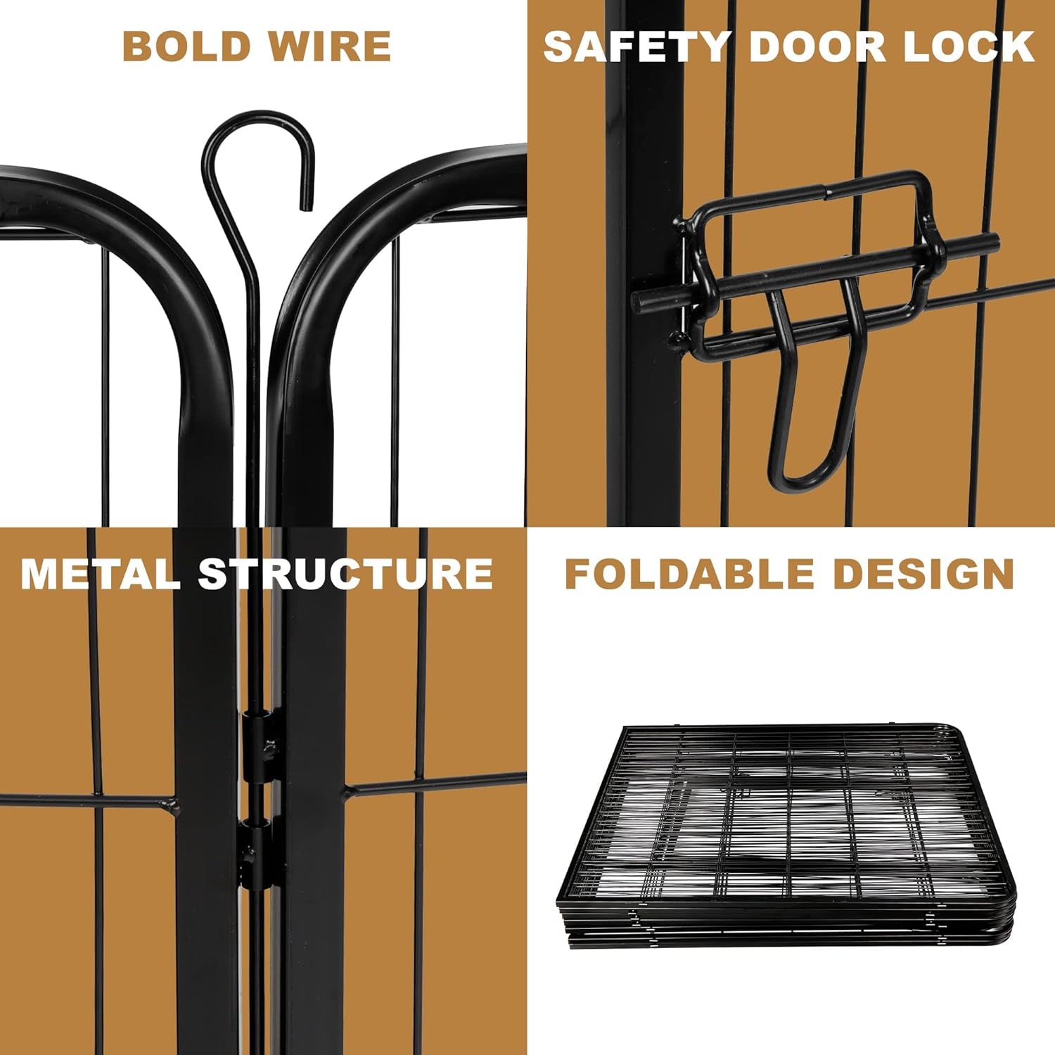 Dog Fences for the Yard, Camping, Dog Pens Outdoor, Dog Pen Indoor, 8 Panels Dog Playpen for Small/Medium/Dogs, 40 Inch Height Pet Exercise Pen for Rabbit/Puppy/Small Animals