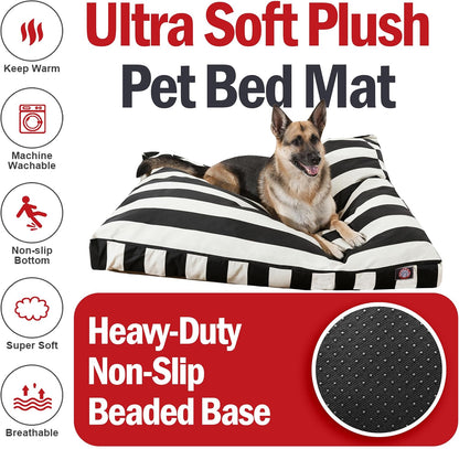 Extra-Large Rectangle Washable Dog Bed - Non-Slip Comfortable Pet Bed with Removable Cover - Perfect for Dog Crates and Kennels - Dimensions: 50"x42"x5" - Black