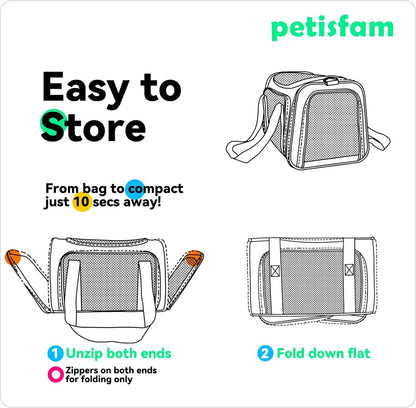 Top Load Cat Carrier Bag for Medium Cats and Small Dogs. Airline Approved, Collapsible, Escape Proof and Auto-Safe. Easy to Get Cat in and Make Vet Visit Less Stressful