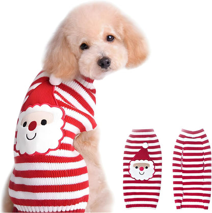 Santa Claus Pet Sweater Dog Sweaters Cold Weather Outfit for Small to Medium Sized Dogs and Cats for Christmas Day (Santa Claus, X-Small)