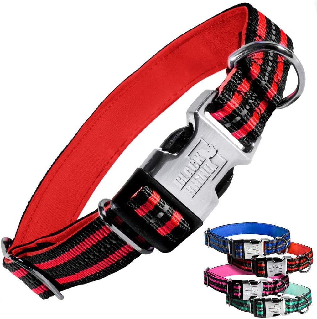 - the Hybrid Striped Dog Collar (Small) for Medium Large Breeds | Heavy Duty | Soft Padded Neoprene - Reflective & Adjustable - Matching Leashes Sold Separately