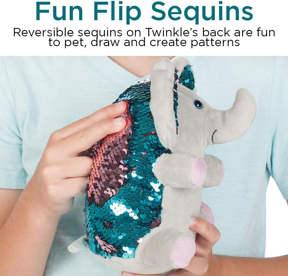 Mini Sequin Pets Sensory Stuffed Animal - Twinkles the Elephant, Grey