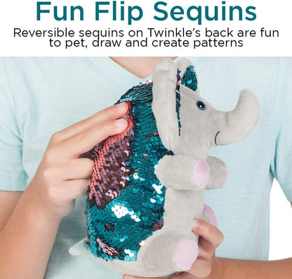 Mini Sequin Pets Sensory Stuffed Animal - Twinkles the Elephant, Grey