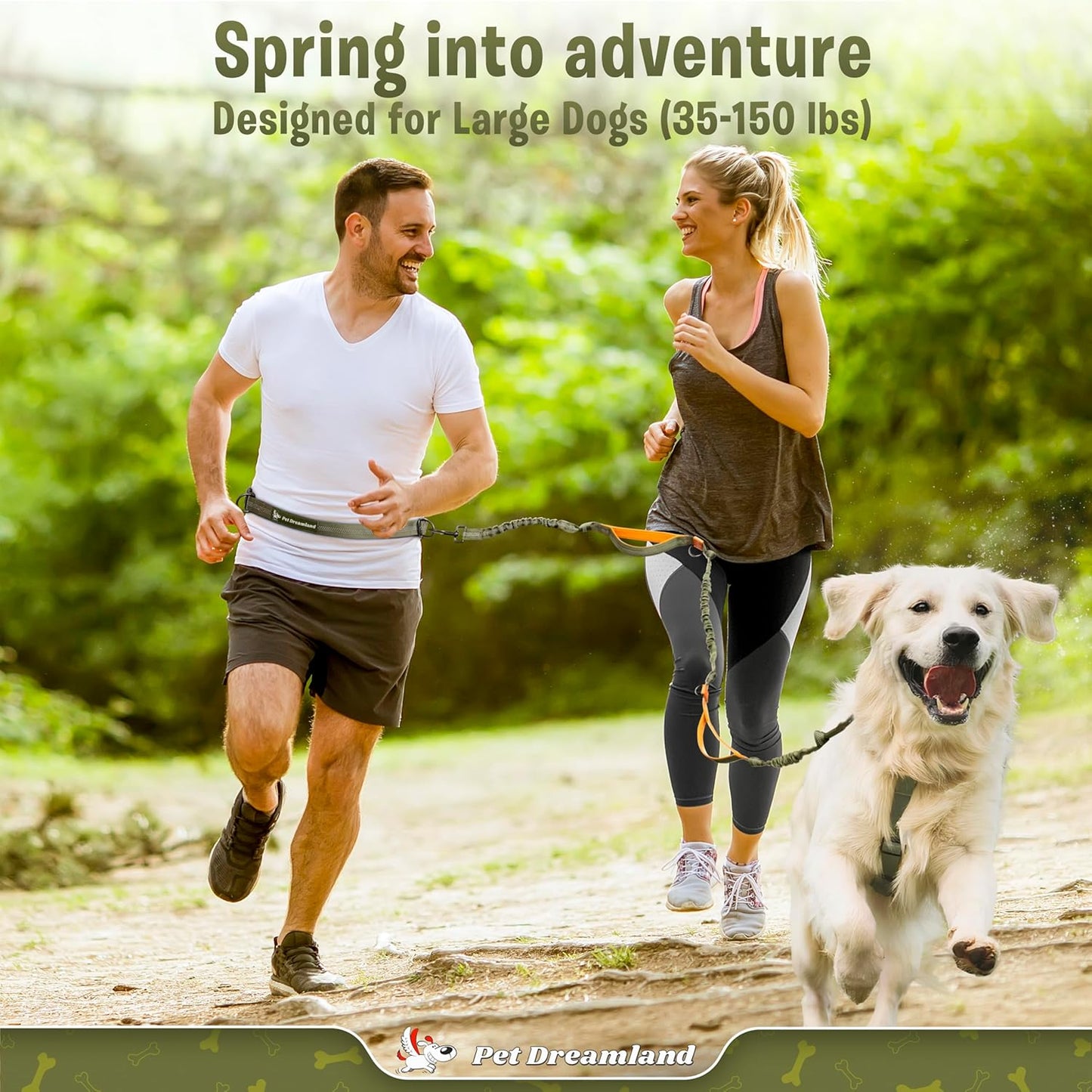 Exquisite Hands Free Leash for Large Dogs. Ultimate Comfort & Freedom for Running, Walking and Hiking. Premium Quality, Durable & Versatile Dog Walking Belt. Your Dog Will Love It.