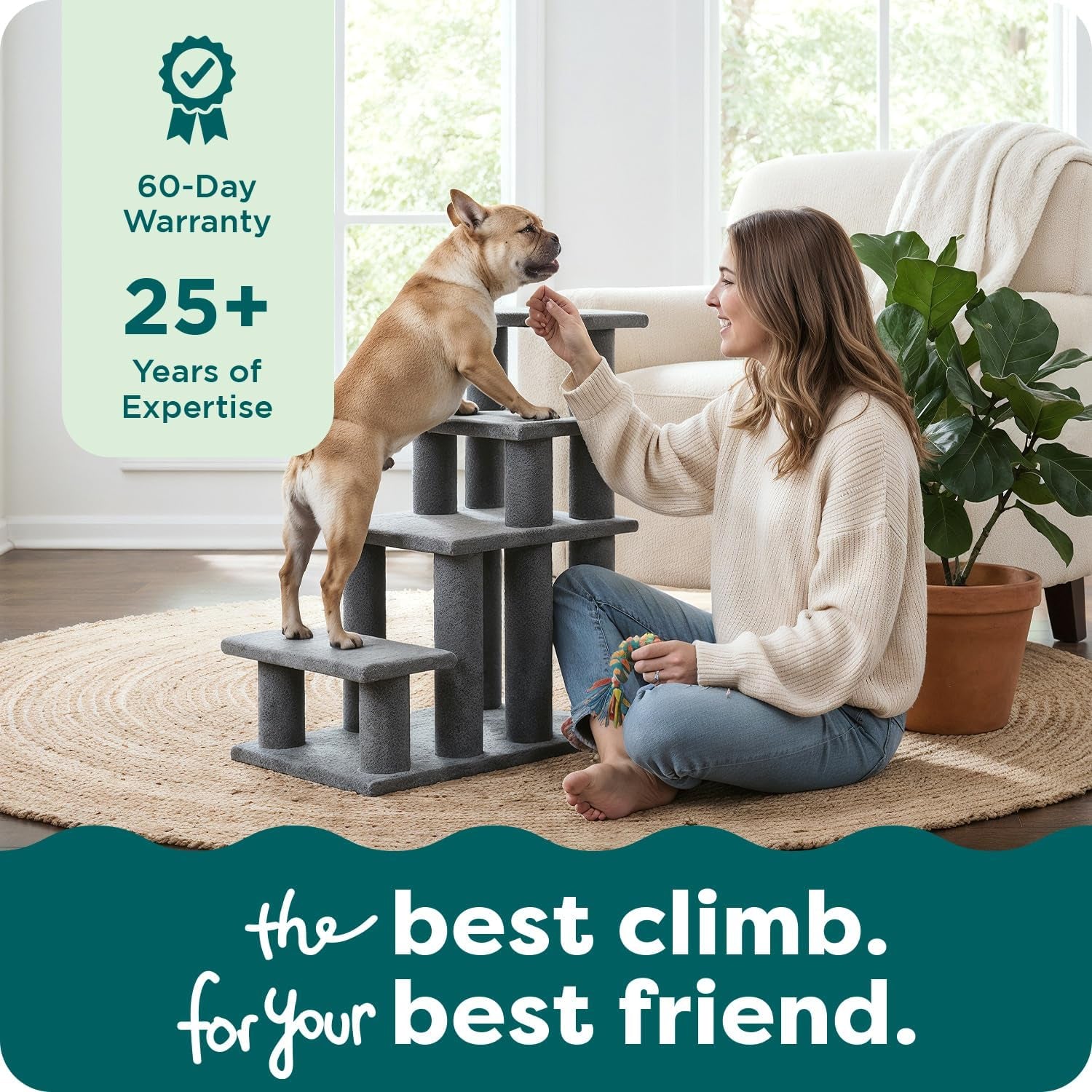 Steady Paws Multi-Step Pet Stairs for High Beds & Sofas - Brown, 4-Step