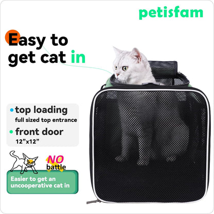 Easy Load Pet Carrier for Large, Medium Cats, 2 Cats and Small Dogs with Comfy Bed. Easy to Get Cat In, Escape Proof, Easy Storage, Washable, Safe and Comfortable for Vet Visit and Car Ride