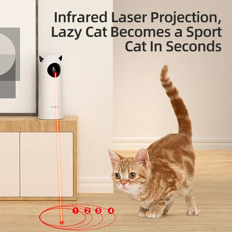 Engage Your Feline Friend with the Rojeco Automatic LED Laser Cat Toy - Interactive Fun for Indoor Play!
