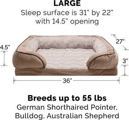 Large Dog Bed Cover Replacement in Plush Velvet Waves - Machine Washable, Brownstone