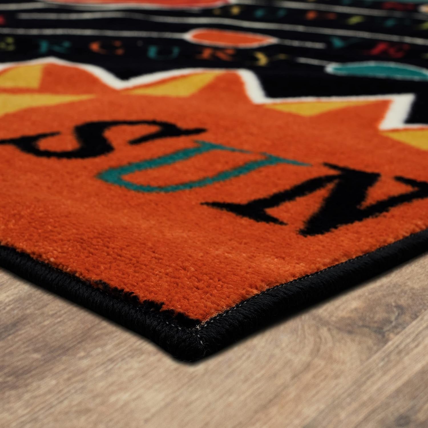 Playroom Kids Area Rug, Solar System Black (3'9" X 5')