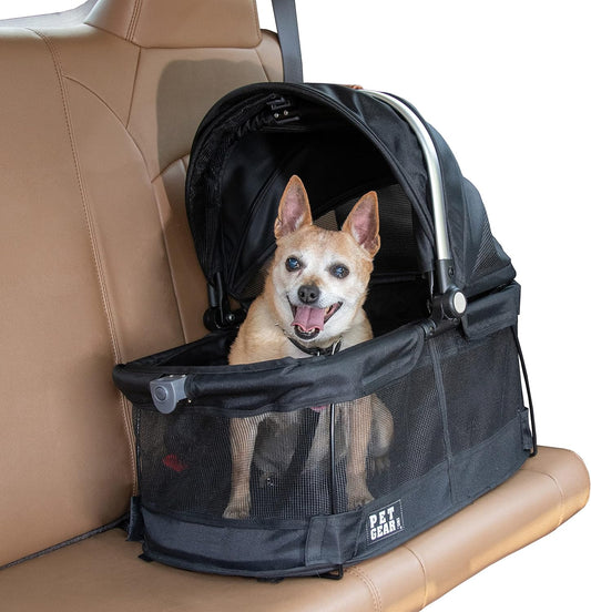 No-Zip View 360 Pet Safety Carrier & Car Seat for Small Dogs & Cats Push Button Entry,Available in 7 Colors,View 360 20-Inch,Black