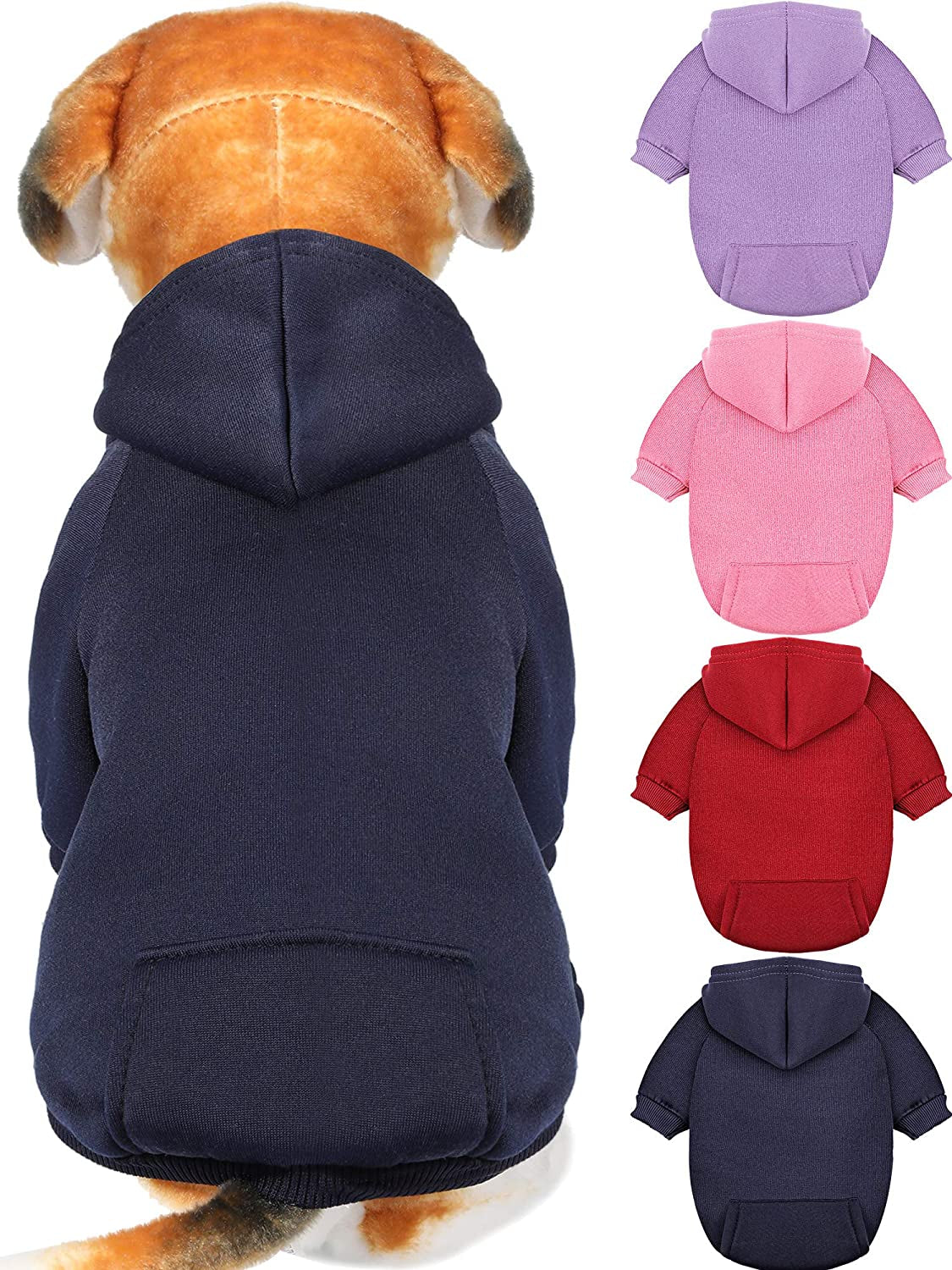 XXS Dog Sweater Ensemble - 4-Piece Winter Hoodie Set with Hat and Pocket for Small Breeds and Puppies, Perfect for Chihuahuas