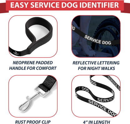Service Dog Vest with Hook and Loop Straps & Matching Service Dog Leash Set - Harnesses from XXS to XXL - Harness Features Reflective Patch and Comfortable Mesh Design
