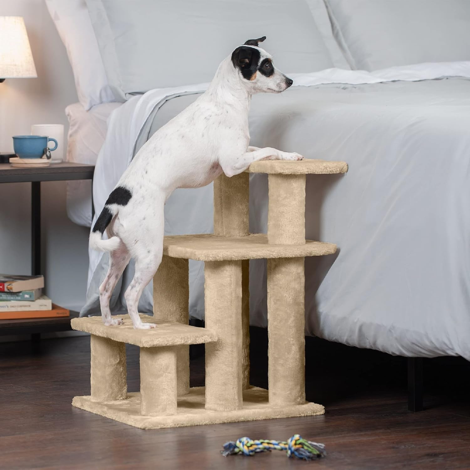Steady Paws Multi-Step Pet Stairs for High Beds & Sofas - Cream, 3-Step