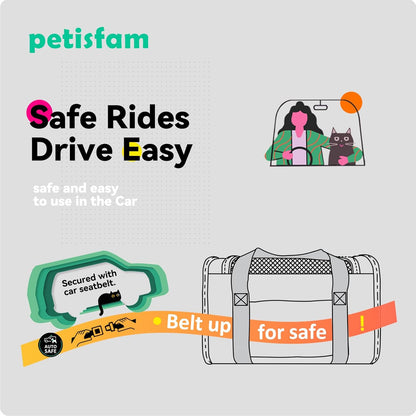 Top Load Cat Carrier Bag for Medium Cats and Small Dogs. Airline Approved, Collapsible, Escape Proof and Auto-Safe. Easy to Get Cat in and Make Vet Visit Less Stressful