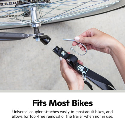 Rascal Pet Trailer, Holds Pets up to 50 or 100 Lb, Universal Coupler, Folding Frame, Quick-Release Wheels, Rear Doggy Door, Leash, Washable Liner, Bug Screen,  Bike Trailer for Pets