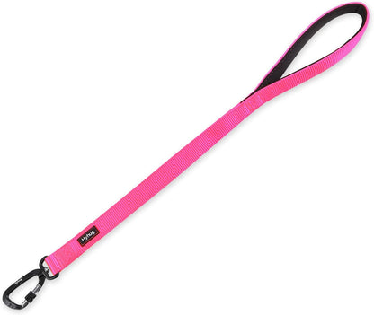 Pets 24 Inches Heavy Duty Short Leash with Comfortable Handle and Lightweight Aviation Aluminium Clip Lead- for Large Medium Dogs Daily Necessities. (Hot Pink)