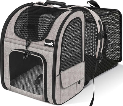 Pet Carrier Backpack, Dog Carrier Backpack, Expandable with Breathable Mesh for Small Dogs Cats Puppies, Pet Backpack Bag for Hiking Travel Camping Outdoor Hold Pets up to 17 Lbs
