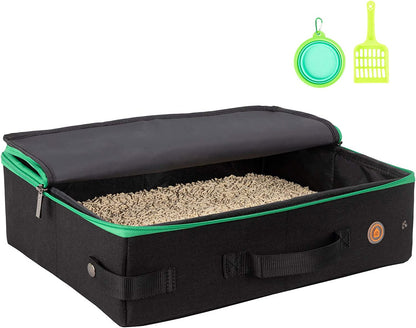 Portable Cat Litter Box with Lid for Superior Odor Control and Litter Management - Perfect for Travel by Car, Hotel, and Air