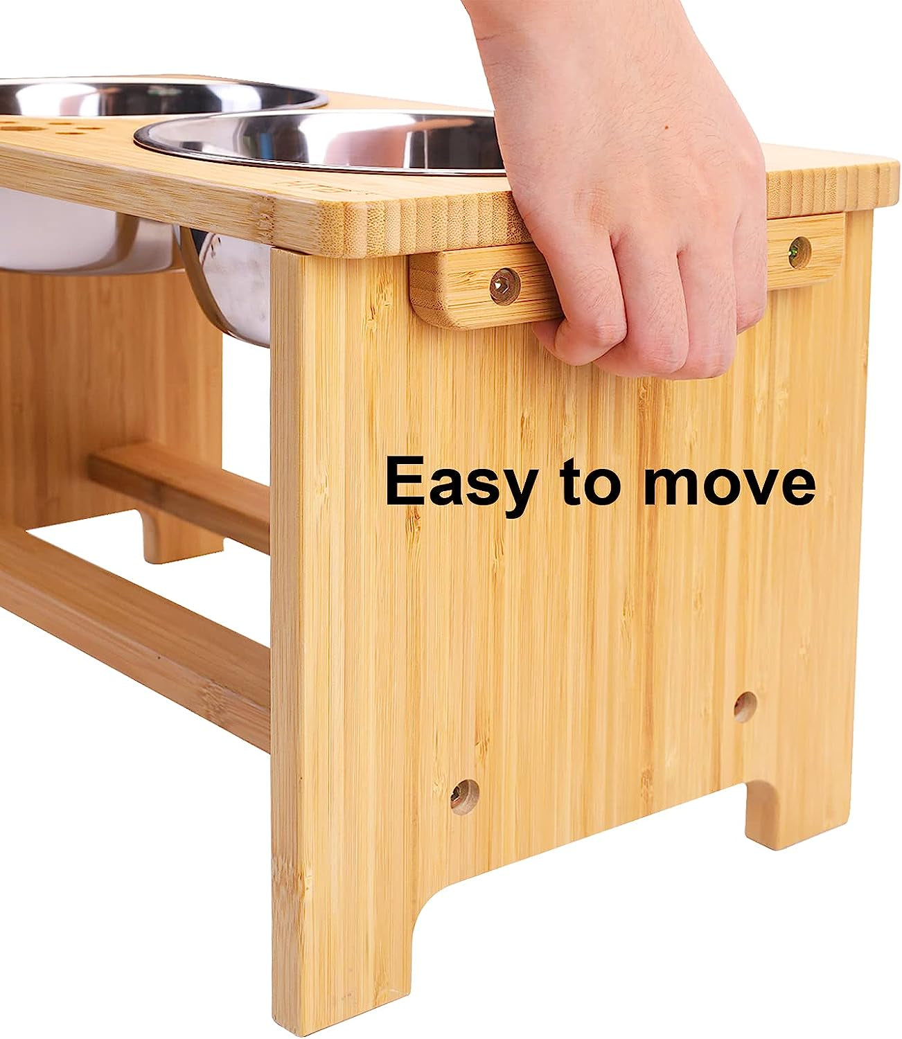 Elevated Dog Bowl Stand with Dual Stainless Steel Bowls for Dogs of All Breeds