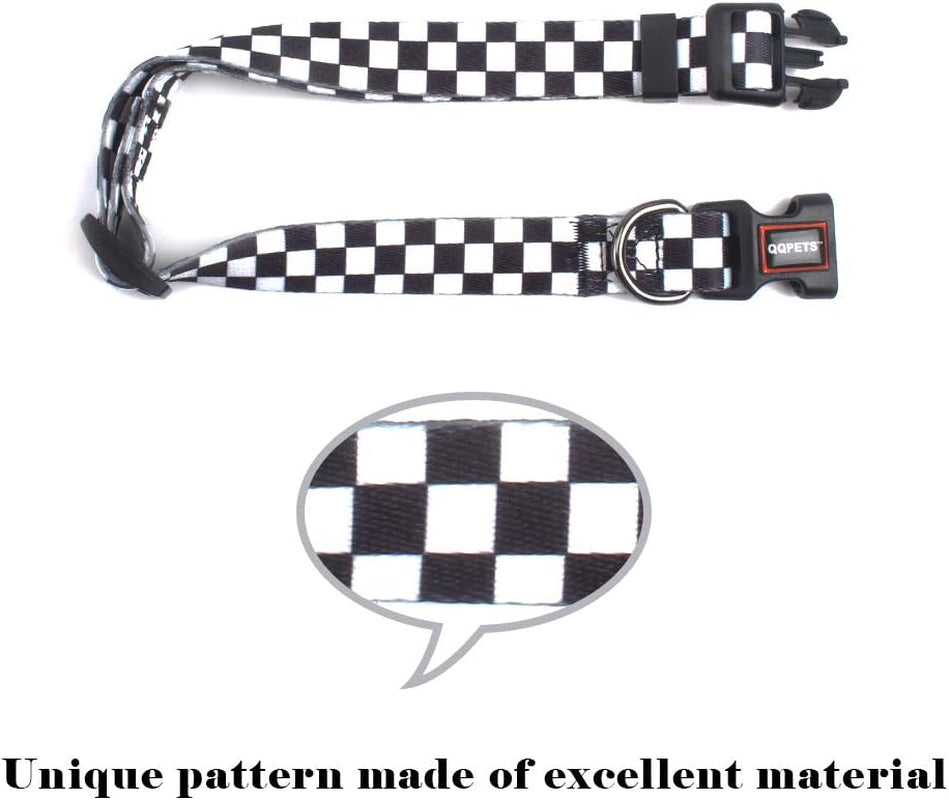 Adjustable Soft Dog Collar: Print Flower Pink Multicolor Cute Patterns for XS Small Medium Large Pet Girl Boy Puppy Walking Running Training (S, Plaid)