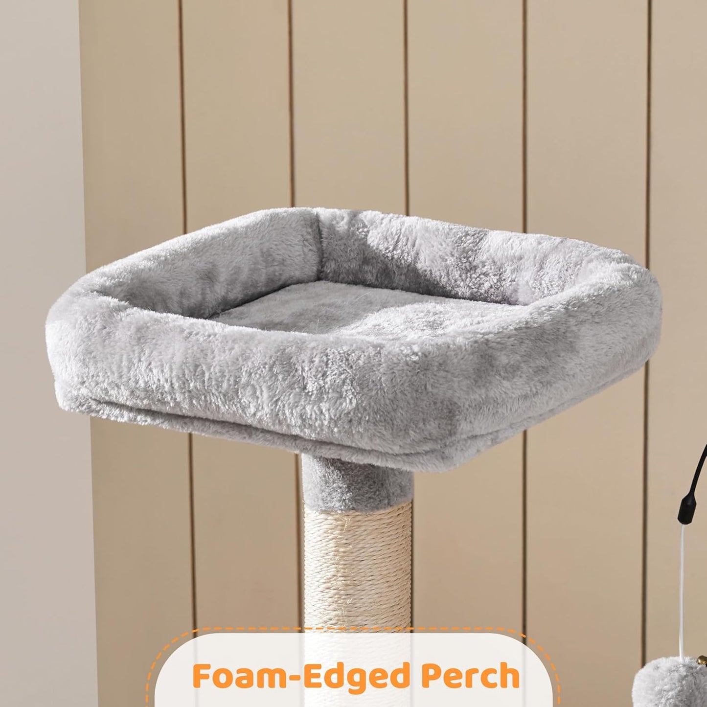 53.5-Inch Cat Tree with Sisal Scratching Posts, Condo, Perches, and Wide Platform for Indoor Kittens and Adult Cats in Light Gray