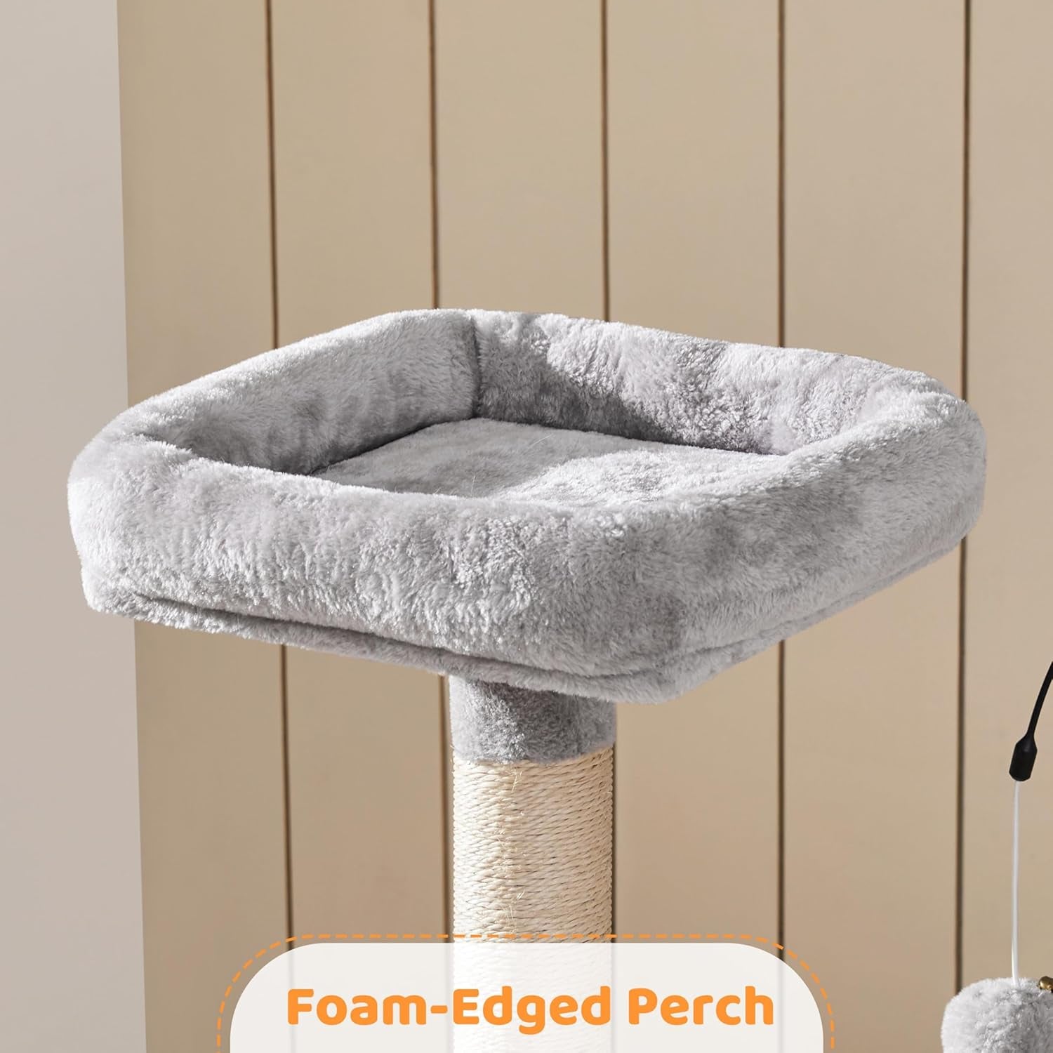 53.5-Inch Cat Tree with Sisal Scratching Posts, Condo, Perches, and Wide Platform for Indoor Kittens and Adult Cats in Light Gray