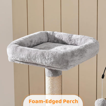 53.5-Inch Cat Tree with Sisal Scratching Posts, Condo, Perches, and Wide Platform for Indoor Kittens and Adult Cats in Light Gray
