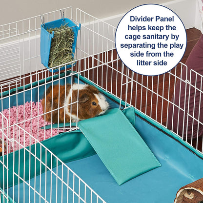 Guinea Habitat plus Cage, Includes Divider Panel and Hinged Top, Washable PVC Canvas Bottom, Expandable Small Animal Cage for Guinea Pigs, 171GHP