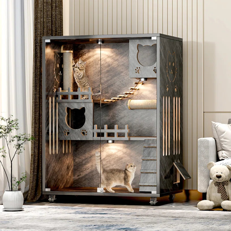 Desara Large Indoor Wooden Cat Enclosure Villa