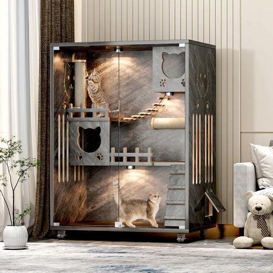 Desara Large Indoor Wooden Cat Enclosure Villa