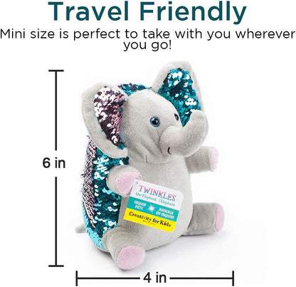 Mini Sequin Pets Sensory Stuffed Animal - Twinkles the Elephant, Grey