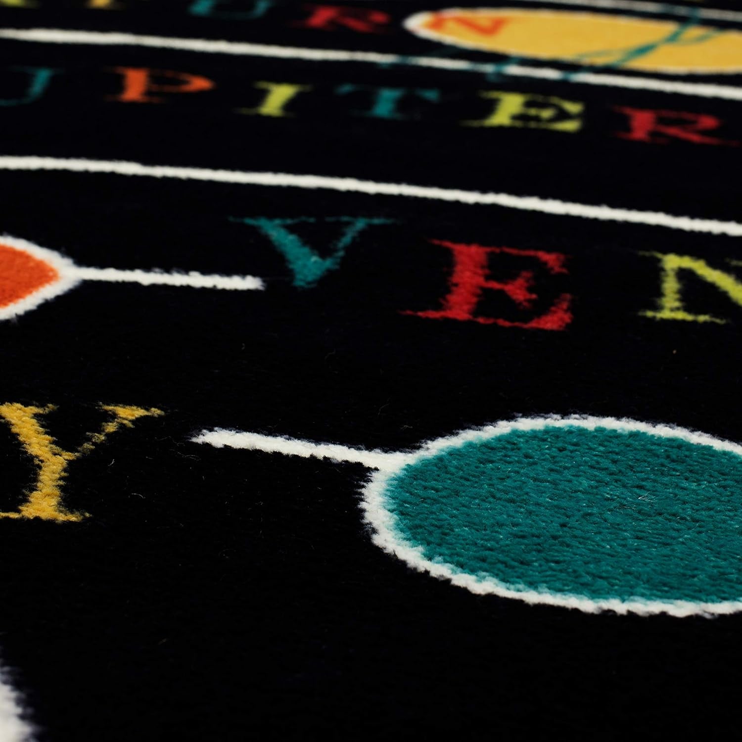 Playroom Kids Area Rug, Solar System Black (3'9" X 5')