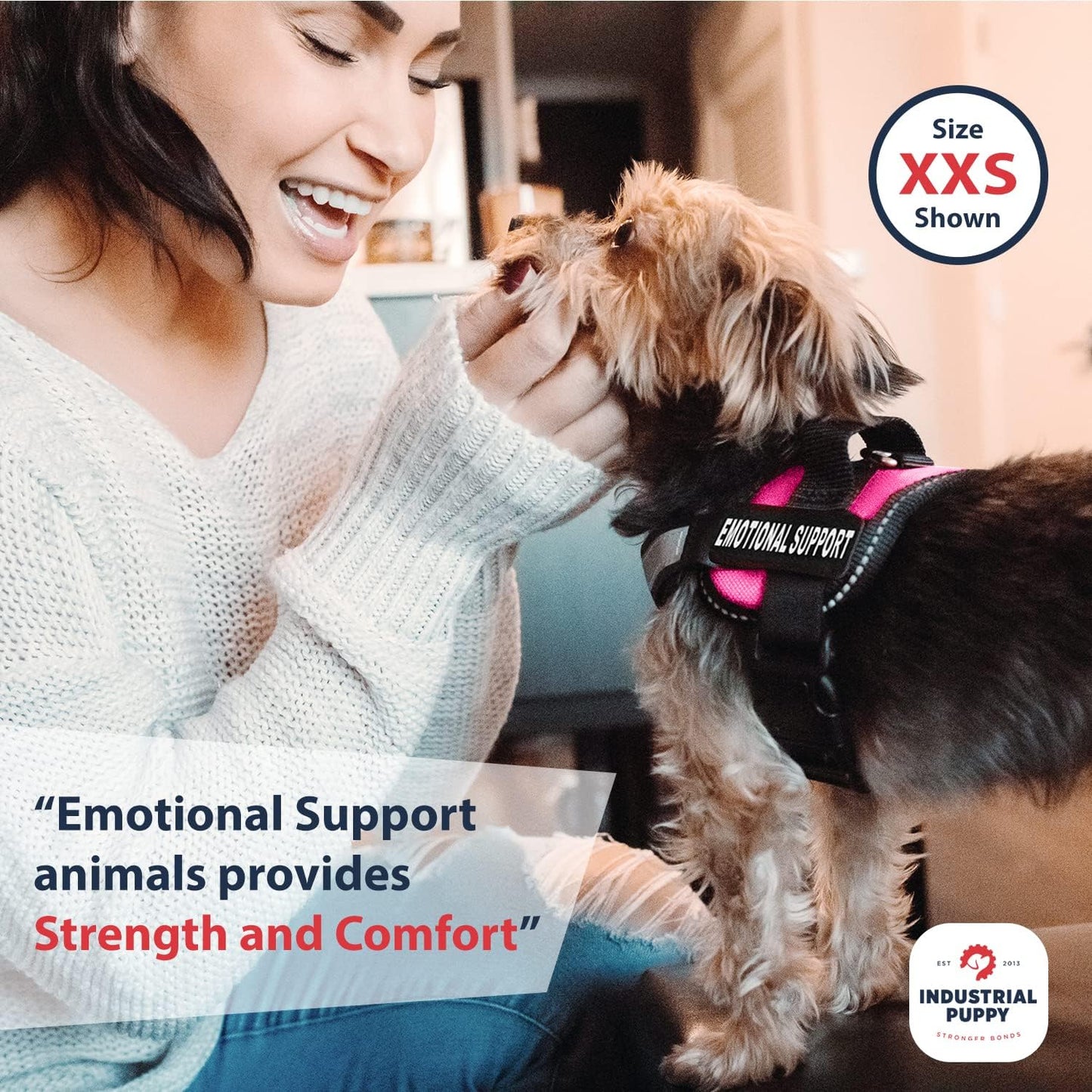 Heavy Duty Emotional Support Dog Vest Harness with Reflective Straps, Interchangeable Patches & Top Handle - ESA Vest in 8 Sizes, Durable Service Dog Harness for Working and Support Dogs