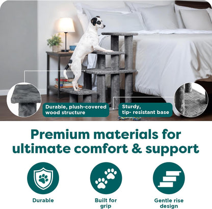 Steady Paws Multi-Step Pet Stairs for High Beds & Sofas - Gray, 4-Step