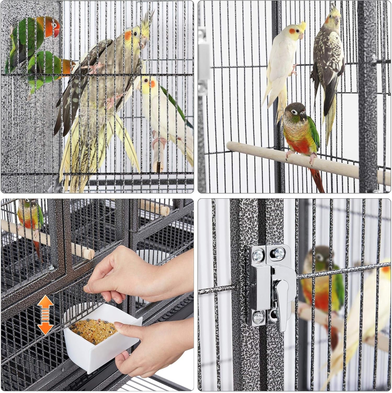 41.5" Stackable Divided Breeder Cage for Small Birds with Mobile Stand in Black